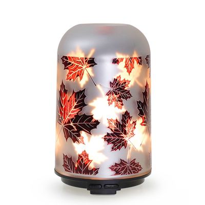 90*150mm Glass Aromatherapy Diffuser , Household Maple Leaf 100ml Aroma Diffuser